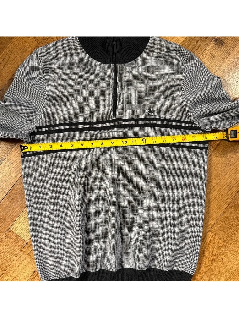 Small - Men - Original Penguin Grey Black Half-Zip Sweater